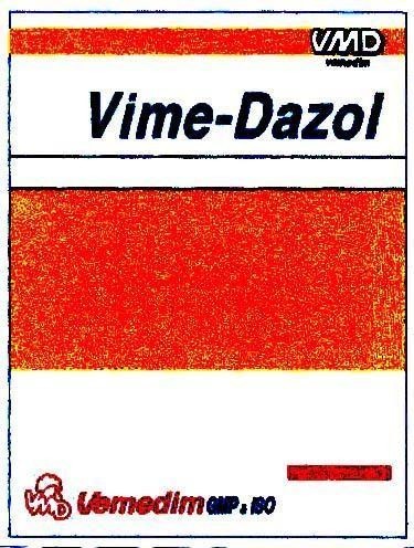 Mẫu nhãn hiệu VIME-DAZOL VMD VEMEDIM GMP & ISO