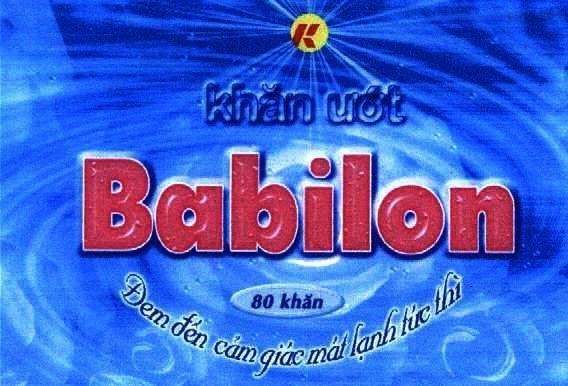 Mẫu nhãn hiệu BABILON KHĂN ƯớT KHĂN ĐEM ĐếN CảM GIáC MáT LạNH TứC THì
