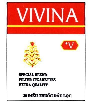 Mẫu nhãn hiệu VIVINA V SPECIAL BLED FILTER CIGARETTES EXTRA QUALITY