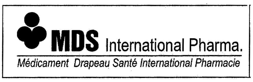 Mẫu nhãn hiệu MDS INTERNATIONAL PHARMA MEDICAMENT DRAPEAU SANTE PHARMACIE