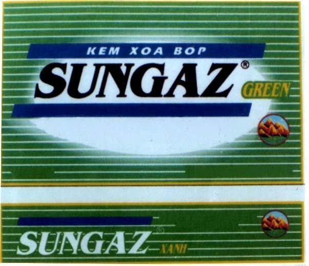 Mẫu nhãn hiệu SUNGAZ GREEN XANH Kem xoa bóp