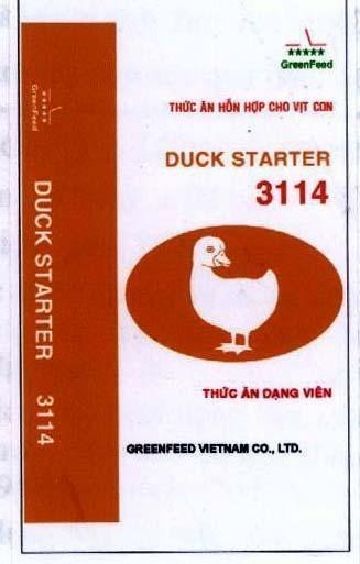 Mẫu nhãn hiệu GreenFeed DUCK STARTER GREENFEED VIETNAM CO., LTD 3114 Thức ăn dạng viên Thức ăn hỗn hợp cho vịt con