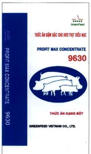 Mẫu nhãn hiệu GreenFeed PROFIT MAX CONCENTRATE GREENFEED VIETNAM CO., LTD 9630 Thức ăn dạng bột Thức ăn đậm đặc cho heo thịt siêu nạc