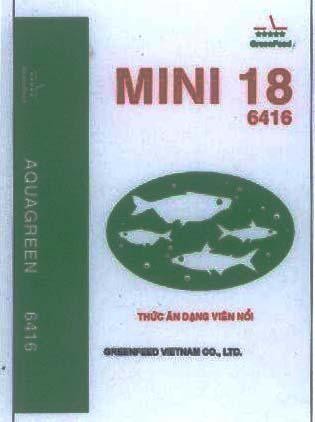Mẫu nhãn hiệu GreenFeed MINI 18 AQUAGREEN GREENFEED VIETNAM CO., LTD 6416 Thức Ăn dạng Viên Nổi