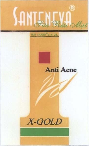Mẫu nhãn hiệu SANTENEVA HAI THANH V N CO ANTI ACNE X-GOLD Sửa Rửa Mặt