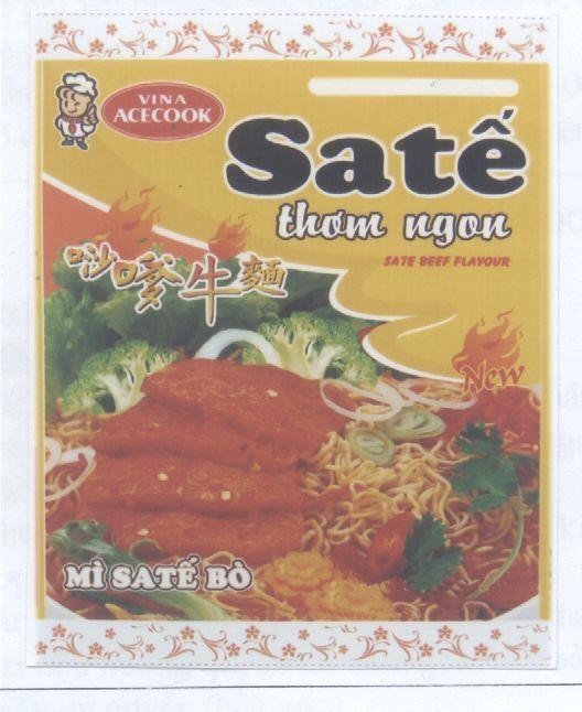 Mẫu nhãn hiệu VINA ACECOOK SATế THƠM NGON Mì SATế Bò