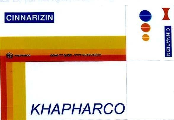 Mẫu nhãn hiệu CINNARIZIN KHAPHARCO KH CONG TY DUOC VTYT