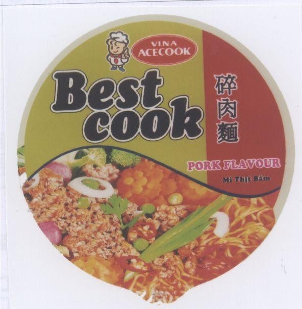Mẫu nhãn hiệu BEST COOK Mì THịT BằM VINA ACECOOK PORK FLAVOUR CUI ROU MIAN