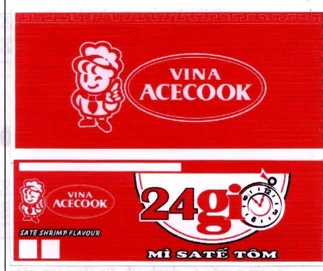 Mẫu nhãn hiệu VINA ACECOOK 24 GIờ Mì SATế TÔM