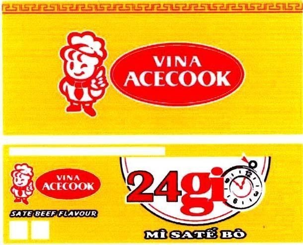 Mẫu nhãn hiệu VINA ACECOOK 24 GIờ Mì SATế Bò