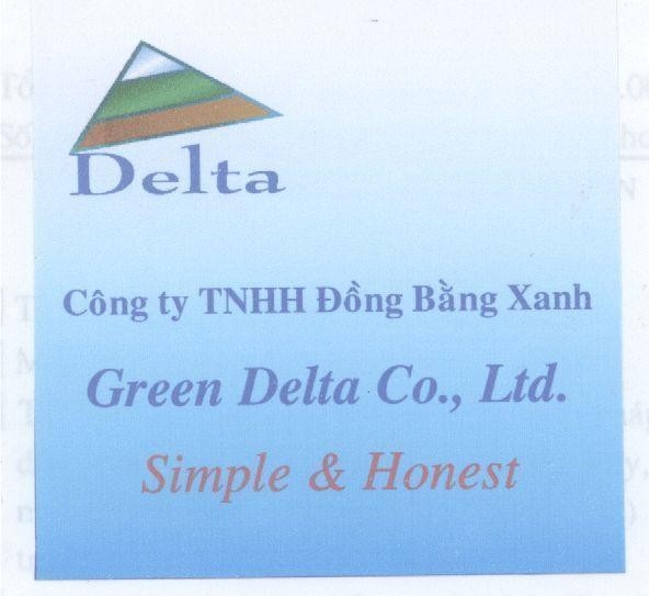Mẫu nhãn hiệu DELTA CONG TY TNHH Đồng Bằng Xanh GREEN DELTA CO., LTD SIMPLE & HONEST
