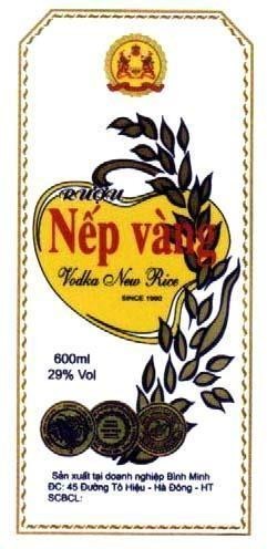 Mẫu nhãn hiệu RUOU NEP VANG VODKA NEW RICE