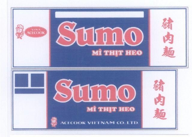 Mẫu nhãn hiệu VINA ACECOOK VIETNAM CO LTD SUMO Mì THịT HEO ZHU RU MIAN