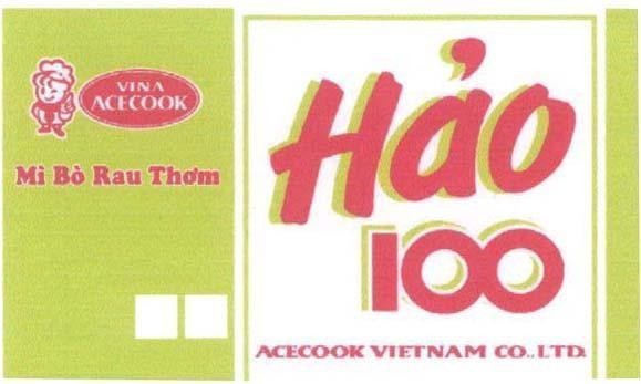 Mẫu nhãn hiệu VINA ACECOOK VIETNAM CO LTD Mì bò rau thơm Hảo 100