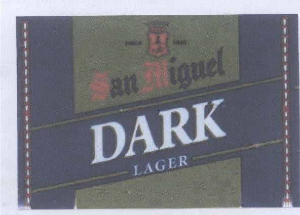 Mẫu nhãn hiệu SAN MIGUEL DARK LAGER SINCE 1890