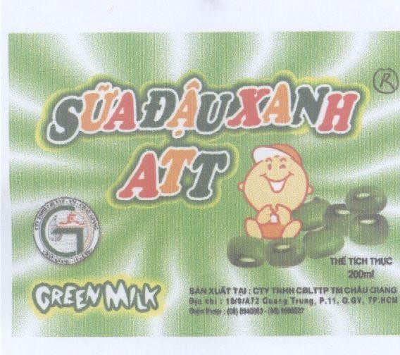 Mẫu nhãn hiệu Sữa Đậu Xanh ATT GREENMILK C G Châu Giang