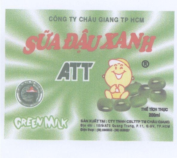 Mẫu nhãn hiệu ATT CÔNG TY CHÂU GIANG TP HCM Sữa Đậu Xanh GREEN MILK