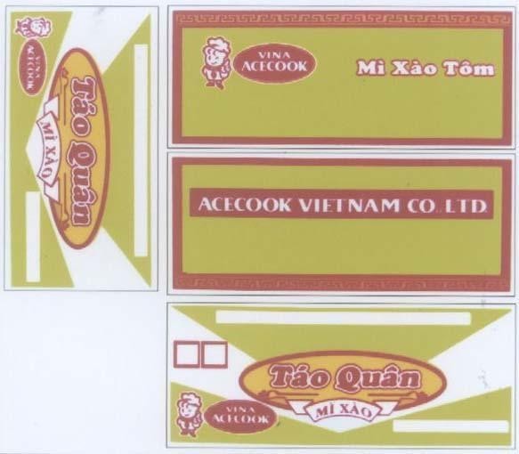 Mẫu nhãn hiệu VINA ACECOOK Táo Quân Mì Xào Tôm VIETNAM