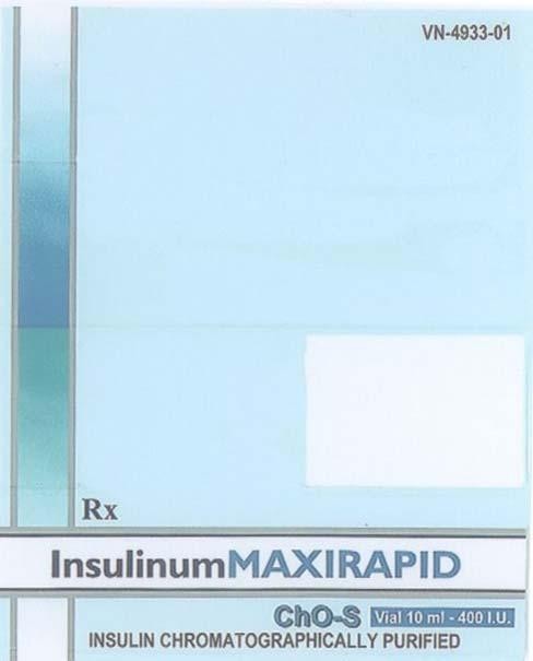 Mẫu nhãn hiệu INSULINUMMAXIRAPID CHO S INSULIN CHROMATOGRAPHICALLY PURIFIED