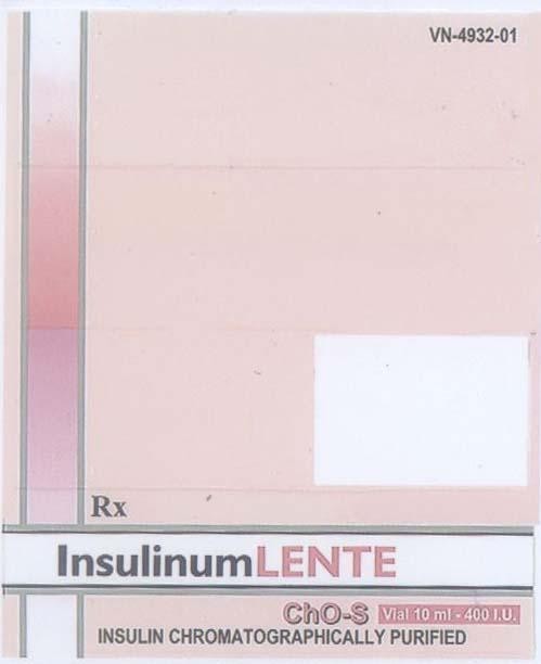 Mẫu nhãn hiệu INSULINUM LENTE CHO S INSULIN CHROMATOGRAPHICALLY PURIFIED