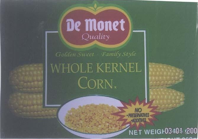 Mẫu nhãn hiệu DE MONET WHOLE KERNEL CORN GOLDEN SWEET FAMILY STYLE