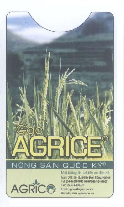 Mẫu nhãn hiệu AGRICE AGRICO quốc kỳ Nông sản Gạo