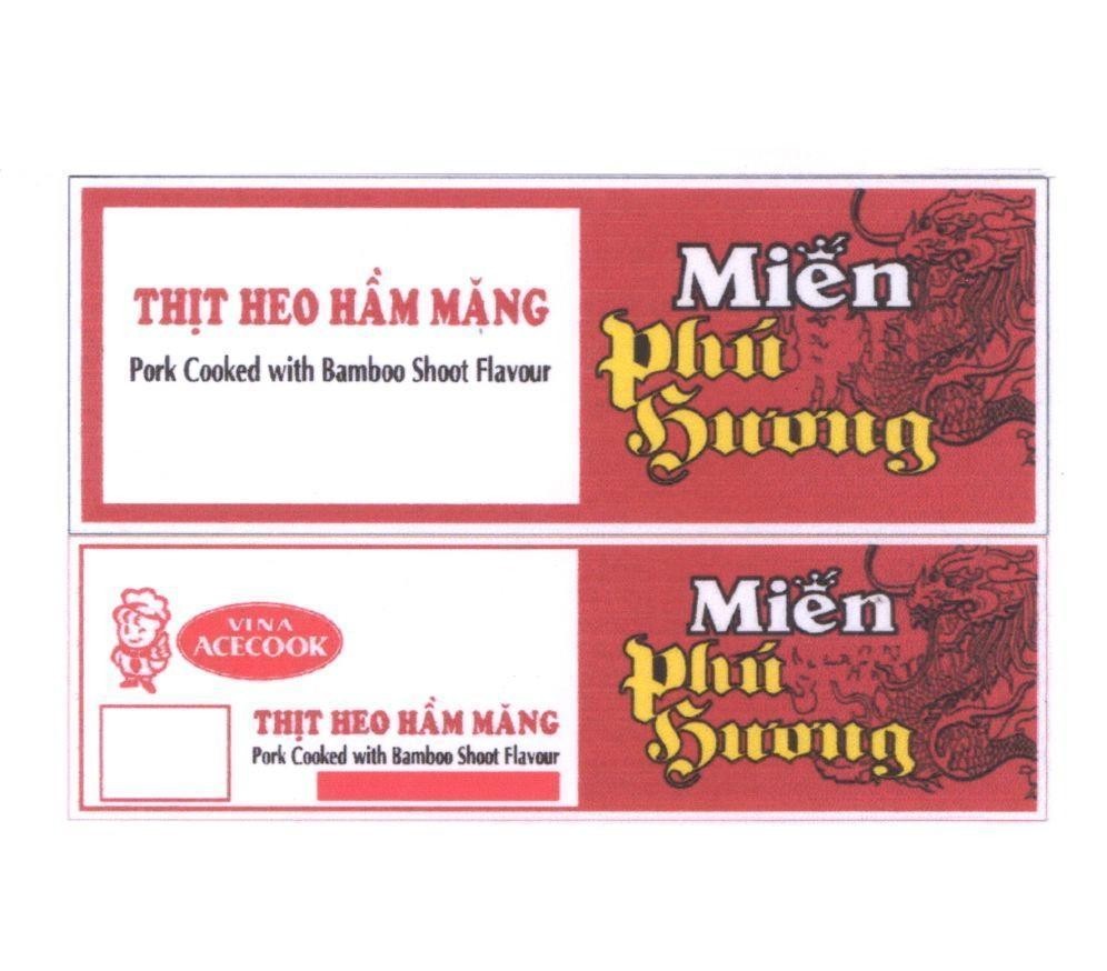 Mẫu nhãn hiệu Phú Hương VINA ACECOOK Thịt heo hầm măng Miến