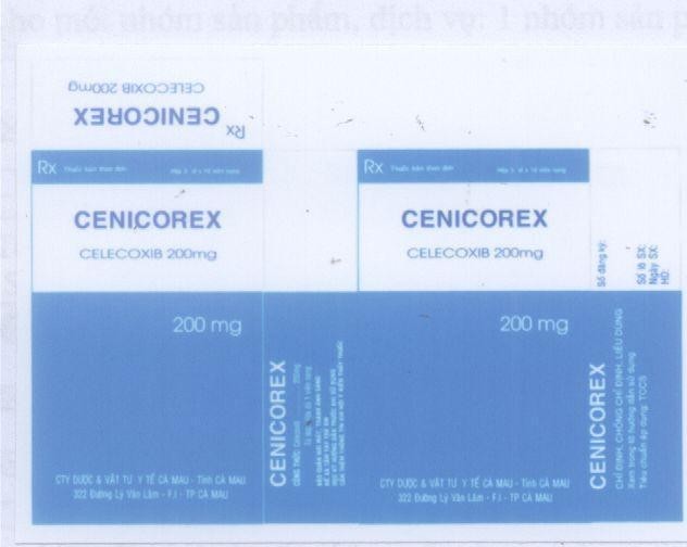 Mẫu nhãn hiệu CENICOREX CELECOXIB 200MG
