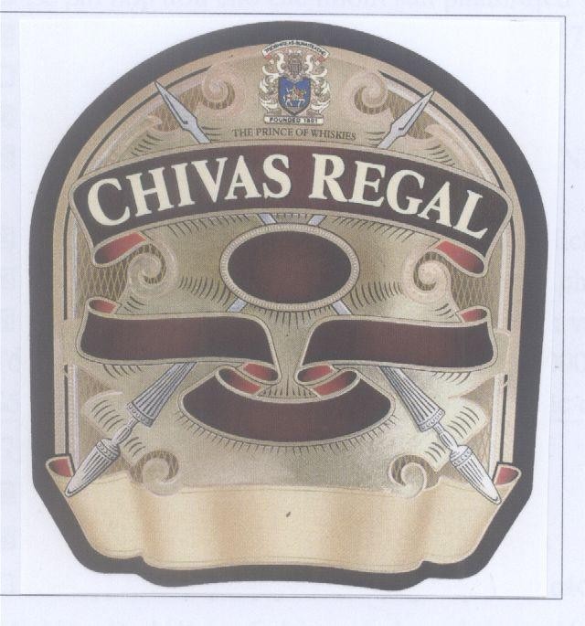 Mẫu nhãn hiệu CHIVAS REGAL THE PRINCE OF WHISKIES FOUNDED 1801 TREIBHIREAS-BUNAITEACHD