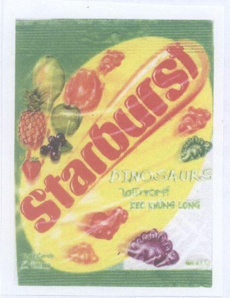Mẫu nhãn hiệu STARBURST DINOSAURS KHủNG LONG KẹO