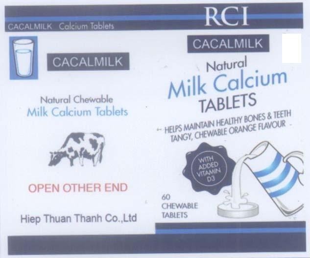 Mẫu nhãn hiệu RCI CACALMILK HIEP THUAN THANH CO LTD