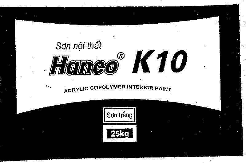 Mẫu nhãn hiệu HANCO K10