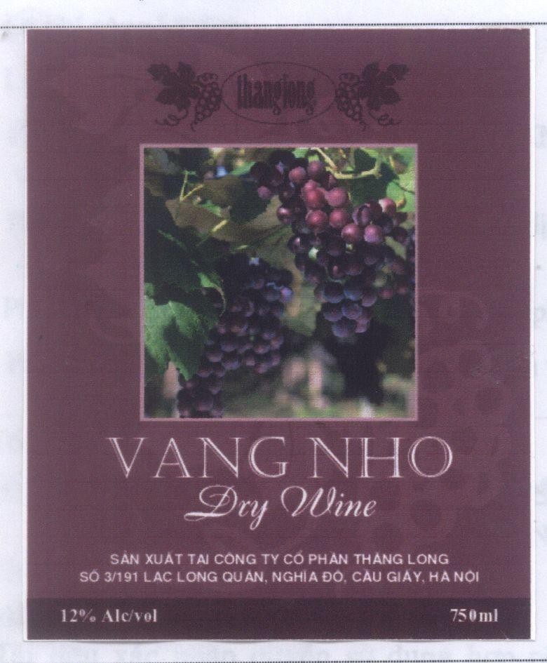 Mẫu nhãn hiệu thanglong VANG NHO DRY WINE
