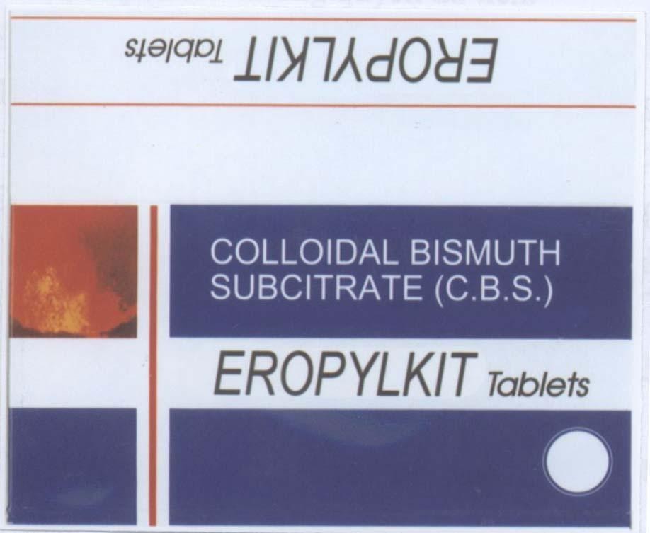 Mẫu nhãn hiệu EROPYLKIT TABLETS COLLOIDAL BISMUTH SUBCITRATE (C.B.S.)