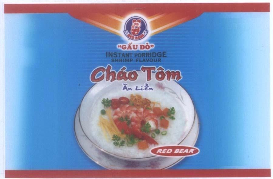 Mẫu nhãn hiệu RED BEAR Gấu Đỏ Cháo tôm ăn liền