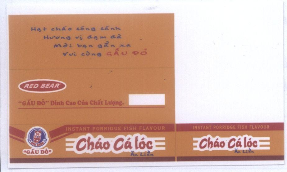 Mẫu nhãn hiệu RED BEAR Gấu Đỏ Cháo cá lóc