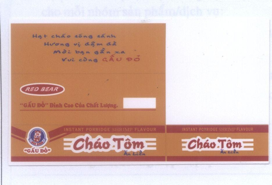 Mẫu nhãn hiệu RED BEAR Gấu Đỏ Cháo tôm