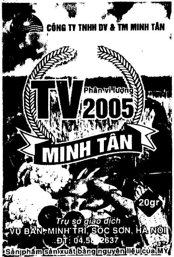 Mẫu nhãn hiệu Minh Tân TV 2005 Phân vi lượng Công ty TNHH DV&TM Minh Tân