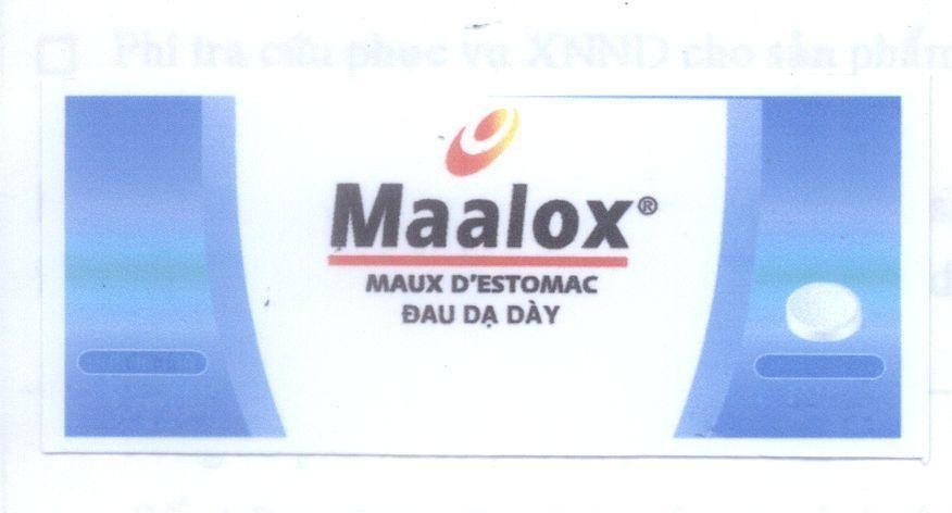 Mẫu nhãn hiệu Maalox MAUX D'ESTOMAC Đau dạ dày