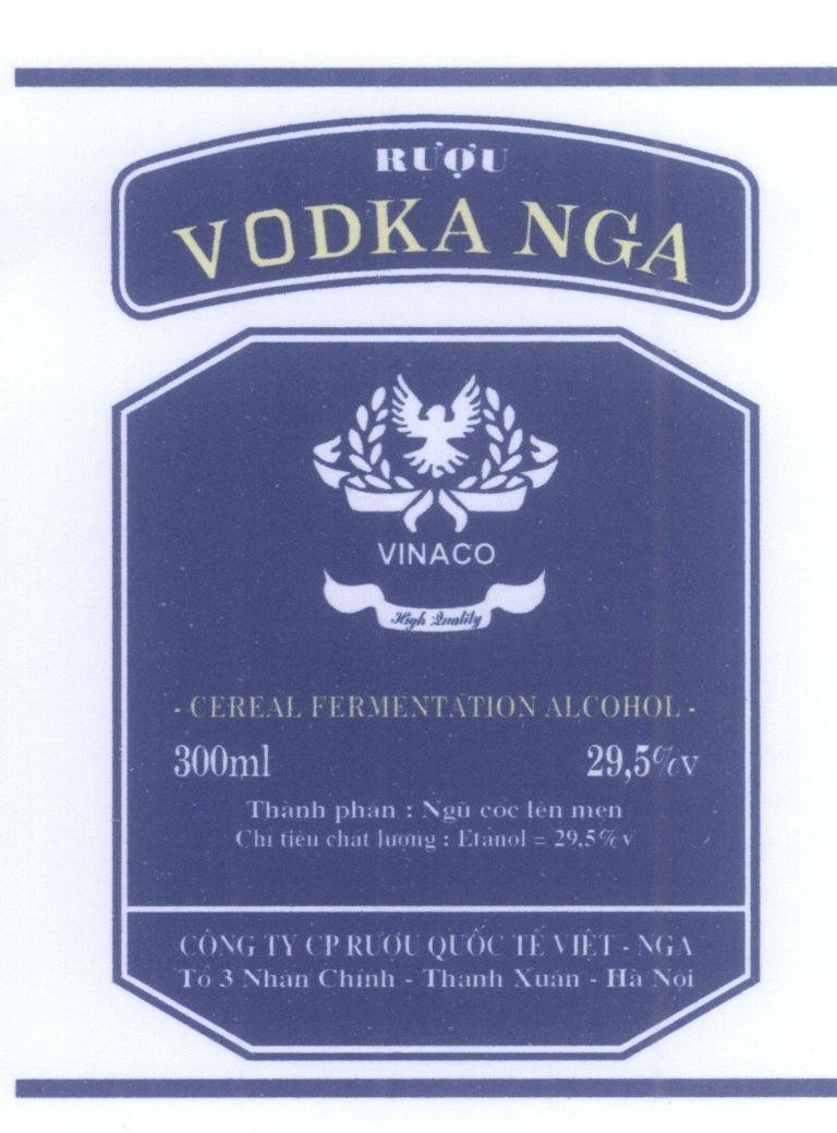 Mẫu nhãn hiệu Rượu VODKA NGA VINACO Công ty CP rươu quốc tế Việt-Nga
