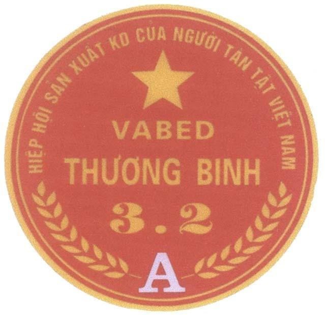 Mẫu nhãn hiệu VABED THƯƠNG BINH 3.2 A Hiệp hội sản xuất KD của người tàn tật Việt Nam