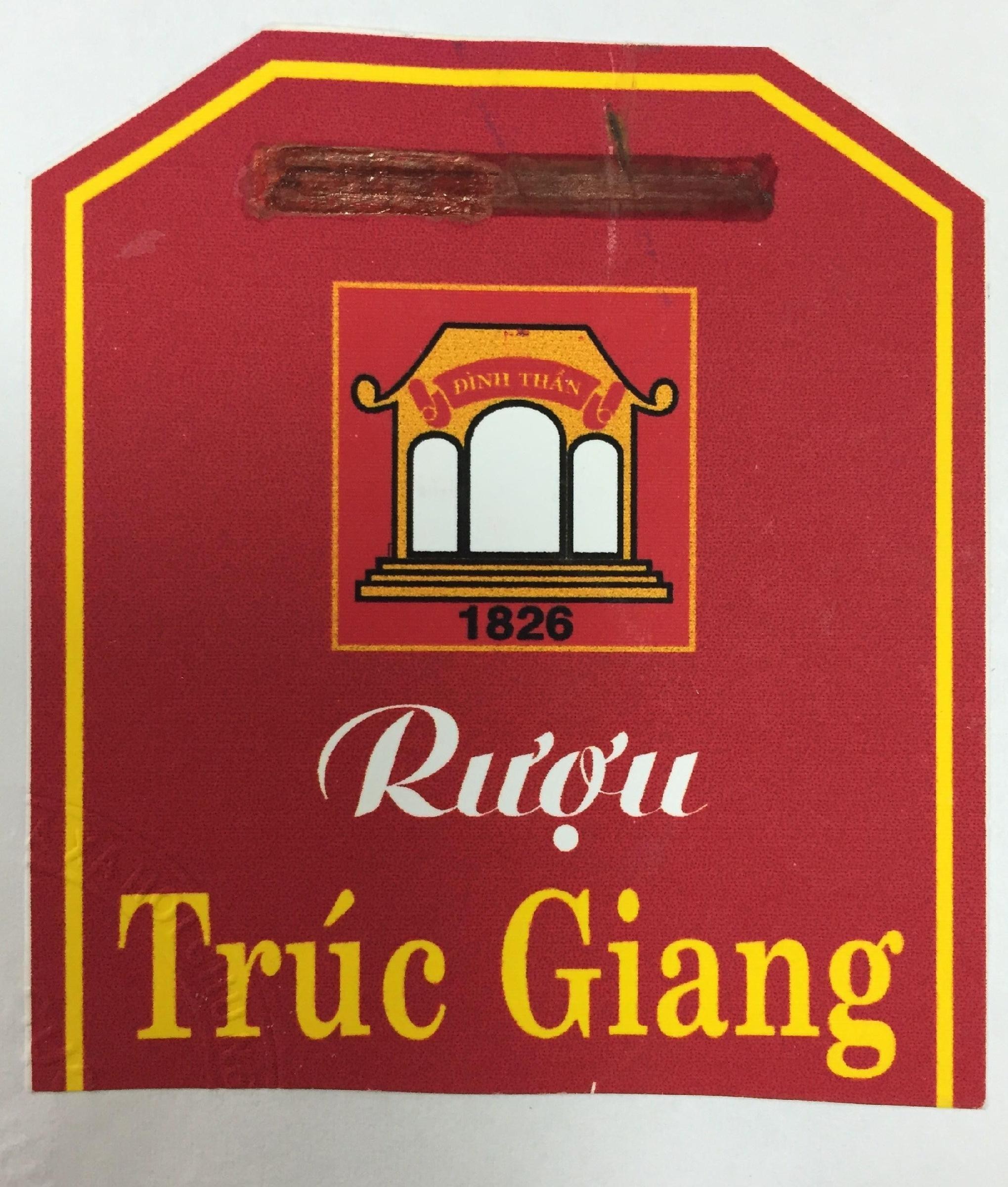 Mẫu nhãn hiệu Rượu Trúc Giang Đình Thần 1826