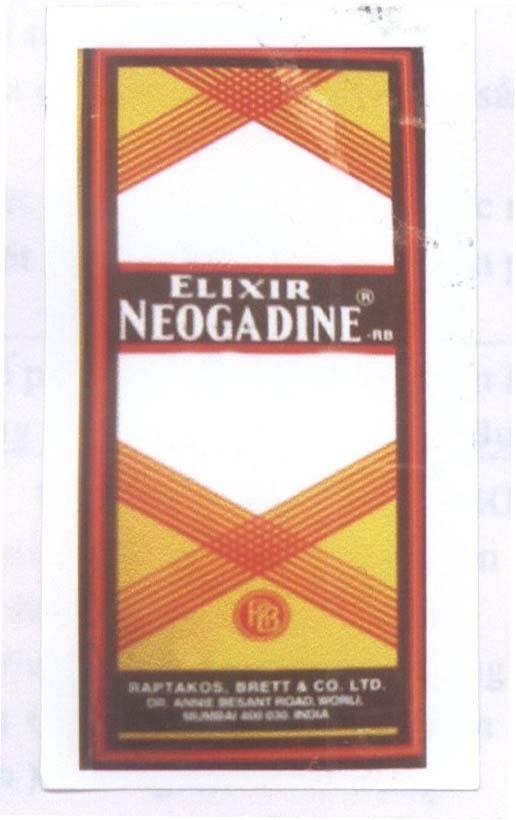 Mẫu nhãn hiệu ELIXIR NEOGADINE R B RB RAPTAKOS & BRETT CO LTD