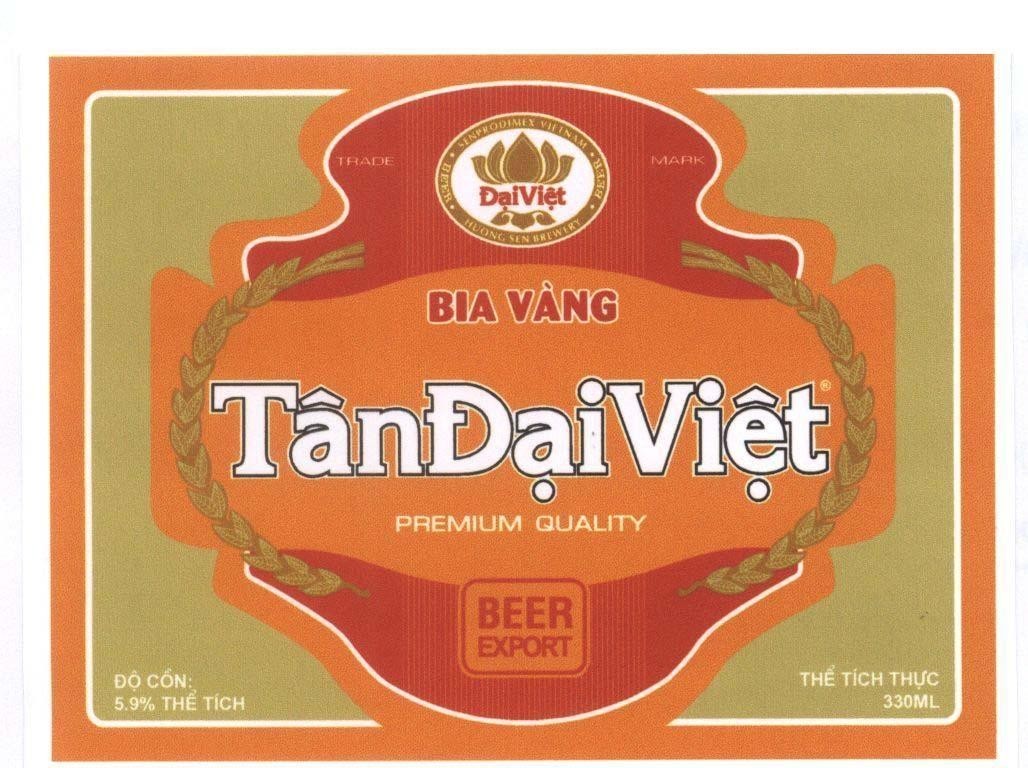 Mẫu nhãn hiệu Senprodimex Hương sen Bia vàng Tân Đại Việt Đại Việt PREMIUM QUALITY BEER EXPORT