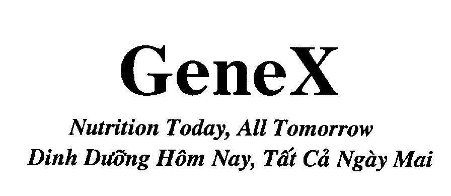 Mẫu nhãn hiệu GENEX NUTRITION TODAY, ALL TOMORROW dinh dưỡng hôm nay, tất cả ngày mai