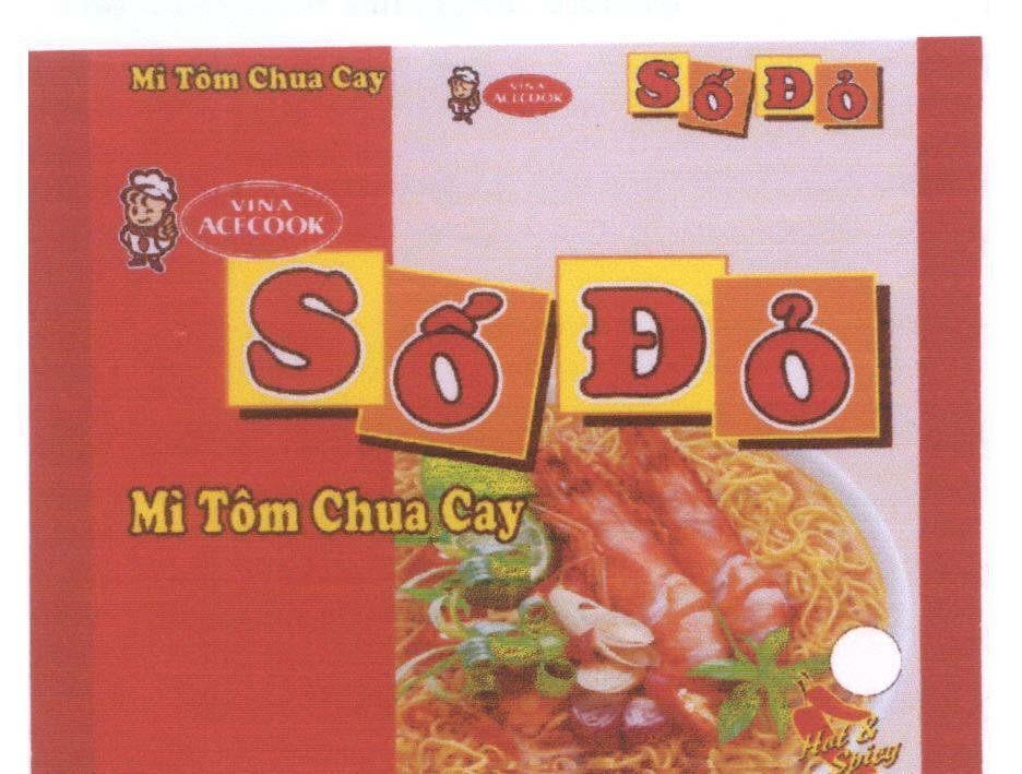 Mẫu nhãn hiệu Số đỏ mì tôm chua cay VINA ACECOOK HOT & SPICY