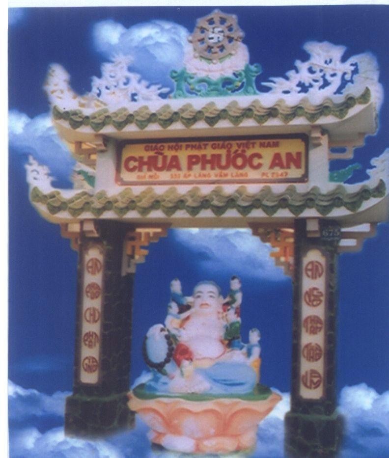 Mẫu nhãn hiệu Chùa Phước An Quí Mùi ấp Lăng Vàm Láng PL 2547 An Phùng Chư Phật Giáng An Ngộ Thánh Tăng Lâm