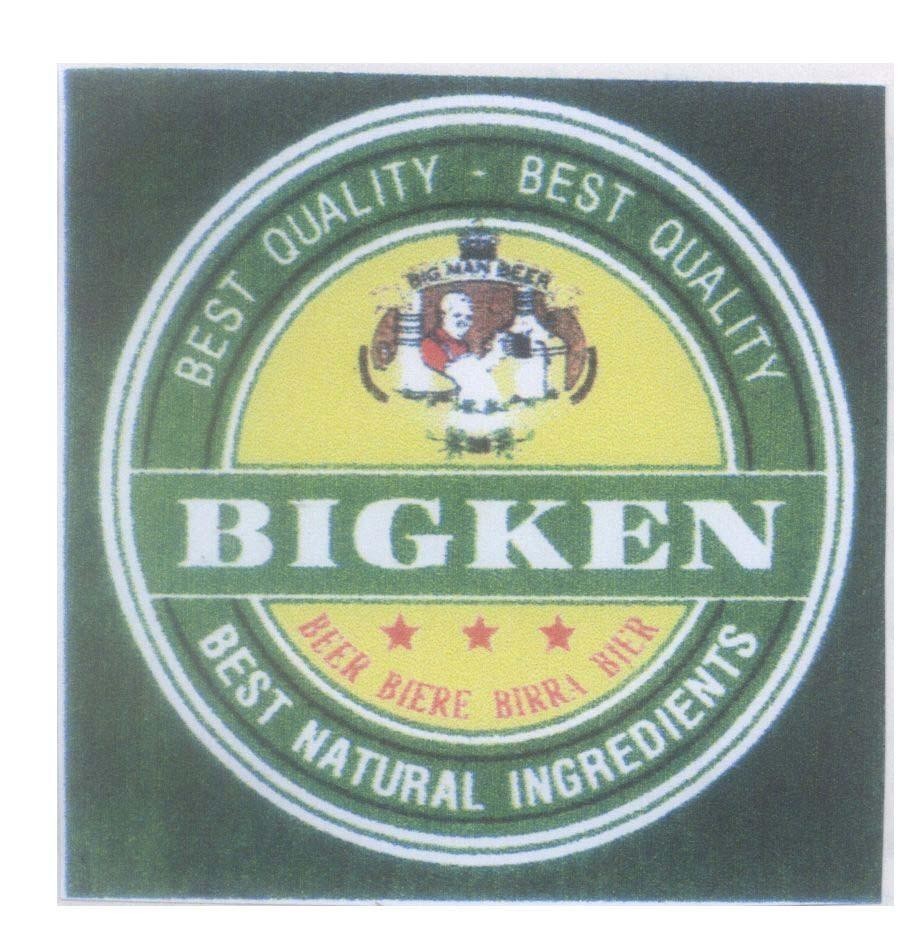 Mẫu nhãn hiệu BIG MAN BEER BIGKEN BEST NATURAL INGREDIENTS BEST QUALITY