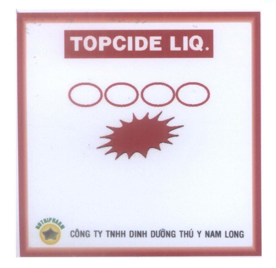 Mẫu nhãn hiệu TOPCIDE LIQ NUTRIPHARM Công Ty TNHH Dinh Dưỡng Thú Y Nam Long