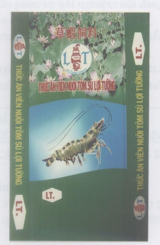 Mẫu nhãn hiệu L T thức ăn viên nuôi tôm sú Lợi Tường [Tsao Hsia Szu Liao: thức ăn nuôi tôm sú Lợi Tường]